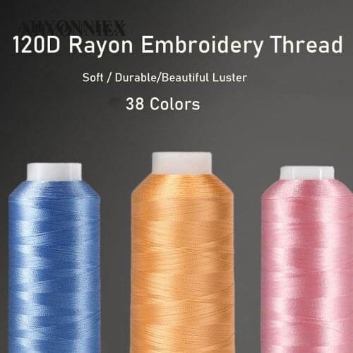 AHYONNIEX 38 Colors Rayon Embroidery Thread 120D 4000 Yard High Quality Macrame Threads