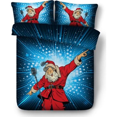 New Hip Hop Rock Santa Claus Bedding Set Christmas Duvet Cover Set HD Print Xmas Gift Twin Full Queen King Size 3PCS