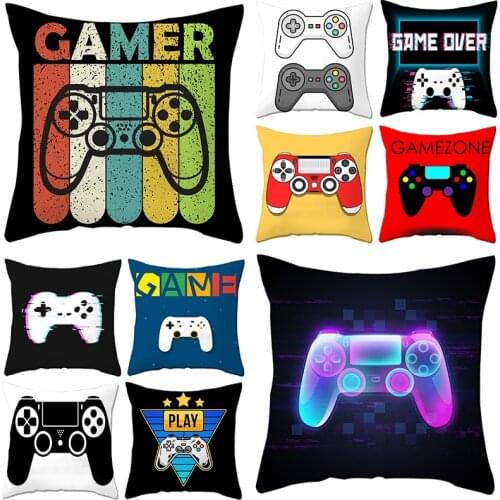 New Design Gamepad Cartoon Cushion Cover Gamer Handle Throw Pillow Case Chair Car Sofa Office Nap Home Decor Pillowcase 45*45cm