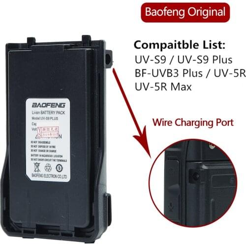 Original Baofeng UV-S9 Plus 7.4V Li-ion High Capacity Battery For Baofeng Walkie Talkie UVS9 Two Way Radio