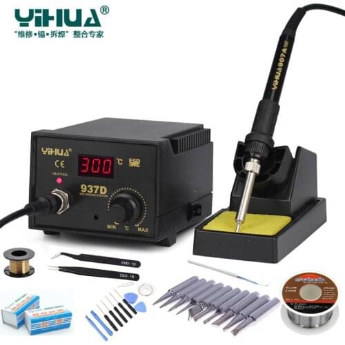 Newest 220V/110V EU/US 50W Temperature Control ESD Digital Soldering Station / Rework Stations YIHUA 937D with many gift