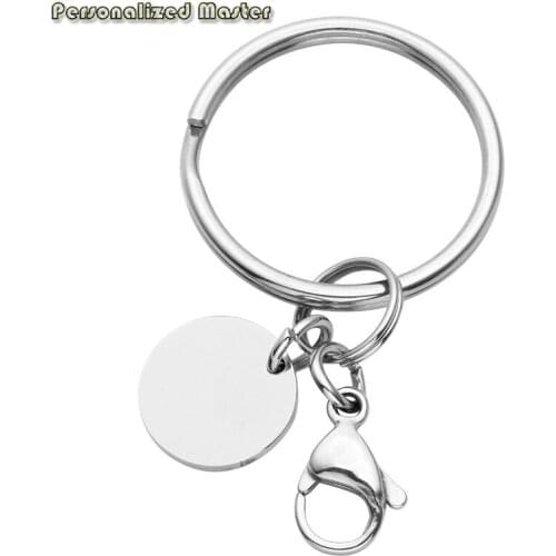 Personalized Master Custom Name Text Keychains Engrave Key Rings Round ID Tag Engraved Words Key Rings Gift for friends family