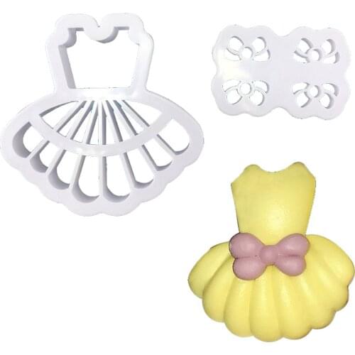 Princess Dress Cookie Cutter Plastic Biscuit Knife Baking Fruit Cake Kitchen Tools Mold Embossing Printing