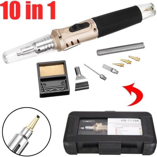 10in1 Professional Electric Fire Gas Soldering Iron Set 450 Centigrade Butane Gas Welding Soldering Iron Tools Component Welding