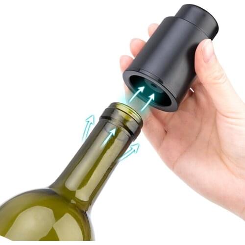 Q Black ABS Vacuum Wine Bottle Stopper Sealed Storage Vacuum Memory Wine Stopper Push Style Bar Tools Barware Wine Cork