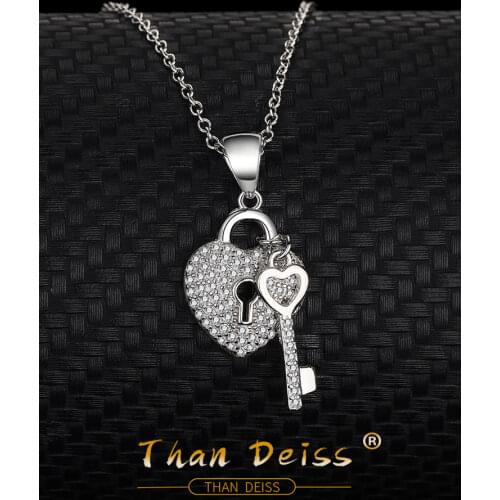 S925 Sterling Silver Heart-Shaped Love The key Necklace Personality Europe And The United States Fashion Lock Jewelry Pendant