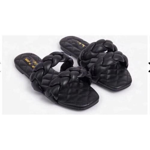 2021 Fashion Womens Sandals Shoes Woven Style Cross-surface Flat-bottomed Large Size Woman Slides Candy Color Summer Sandal