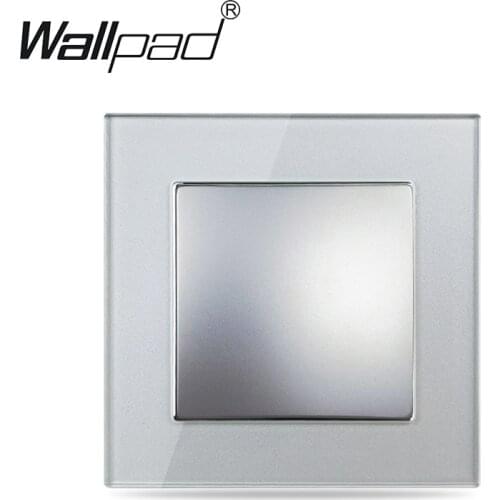 Silver EU 1 Gang Switch Wallpad Glass EU Standard 1 Button 1 2 Way Intermediate Reset Wall Push Button ON OFF Light Switch