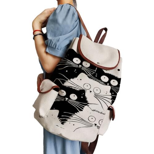 New Large Schoolbag Cartoon Cat Student School Backpack Teens Printed Bagpack Primary School Book Bags for Teenage Girls Kids