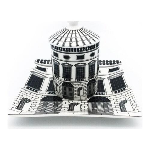 Nordic neoclassical Art Architecture storage cup and dish ceramic cup and dish incense Candlestick cup home decoration ornaments