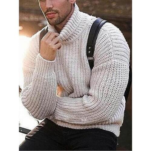 Fashion Winter Sweater Men Streetwear Solid Knitted Turtleneck Sweater Male Knitted Pullovers Casual Loose Sweaters Top