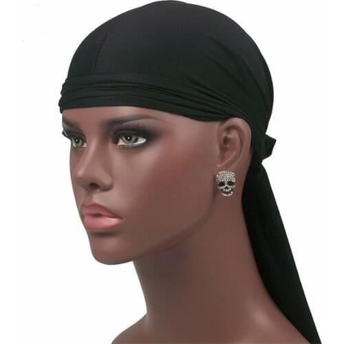 Street Unisex Durag Men Hip-Hop Bandanna Cap Rapper Turban Hat Lacing Bandanas Elastic Wigs Spandex Du-rag Biker Headwear Women