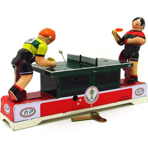 Vintage Clockwork Wind Up Playing Ping-pong toys Photography Children Kids Adult Tin Toys Classic Toy Christmas Gift