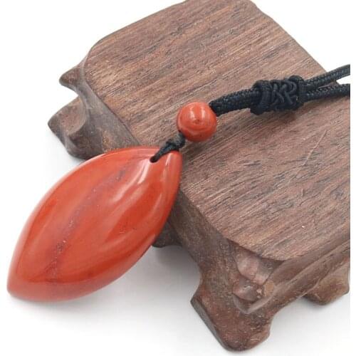 YJXP Classic Marquise Shaped Pendant Connected Round Beads Red Stone Rope Chain Necklace Charms Birthday Jewelry Party Gift