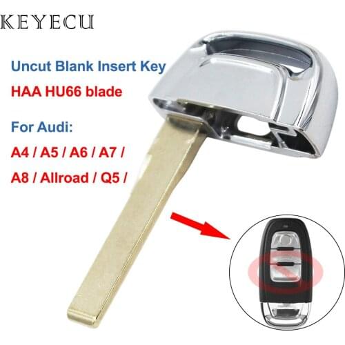 Keyecu 5× Replacement Uncut Blank Insert Key Emergency Key for Audi A3 A4 A5 A6 A7 A8 Q5 Allroad Remote Key Blank HAA HU66 Blade