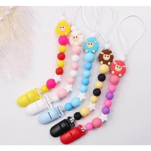 Baby Pacifier Clip Chain Personalized Name Dummy Holder For Nipples Clips Silicone Teething Beads Baby Birthday Shower Gift