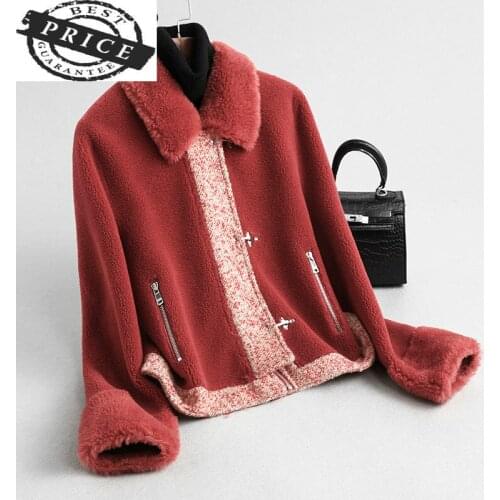 ELegant Real Fur Coat Women Clothes 2021 Korean Fashion Slim Thick Real Wool Short Jacket Vintage Winter Coat a2335LWa55