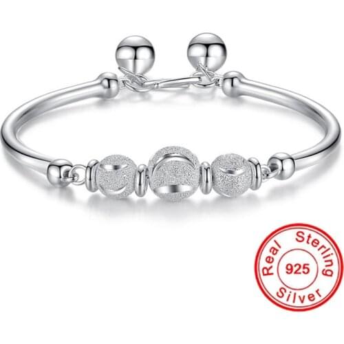 Chinese Traditional 925 Sterling silver Color Bracelet For Women Lucky Bead Crescent S925 Fine Jewelry Bracelets Birthday Gifts