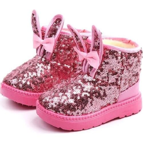 Winter Children Boots Plush Warm Soft Baby Girls Snow Boots Fashion Sequins Casual Kids Shoes Sneakers Baby Toddler Ankle Shoes