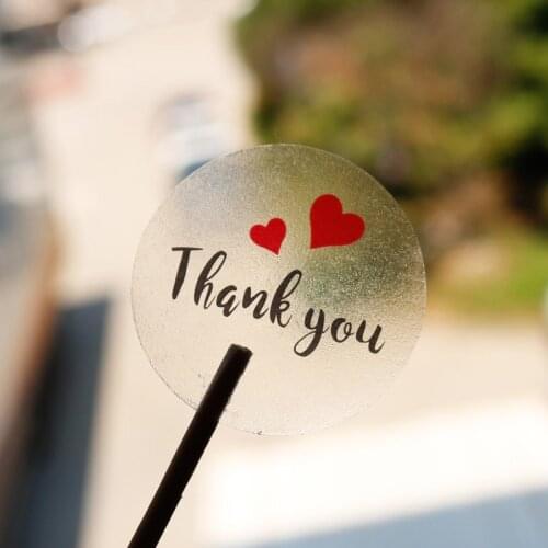 120pcs Transparent Thank you Stickers Round Red Heart PVC Stationery Stickers Scrapbooking Diary Deco Seal Stickers 3.5cm