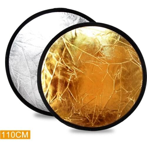 Riflettore 2 in 1 110CM 43 inch Round Flash Studio Collapsible Refletor Light Disc Gold Silver Wholesale Reflector with Bag