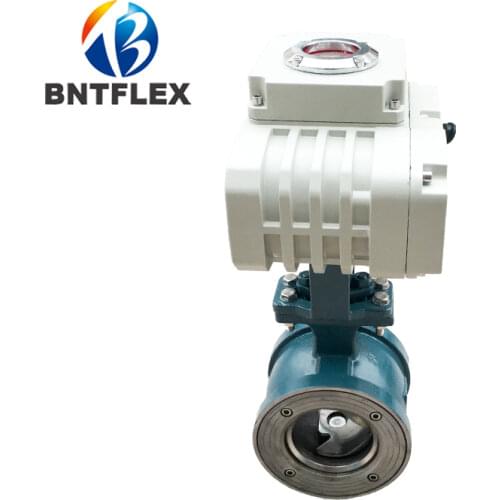 220V Cast steel electric V ball valve DN15-DN200 hard seal mud paper pulp high temperature wear-resistant wafer regulating valve