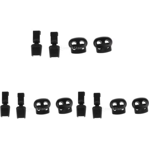 3 Pair Shoelaces Fastening Lock Sports Triathlon Sneaker Shoelace Clip Black