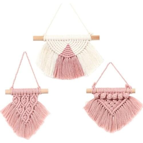 3 Pcs Handmade Woven Tapestry Tassel Mini Macrame Wall Hanging Decoration Boho Home Nursery Ornaments