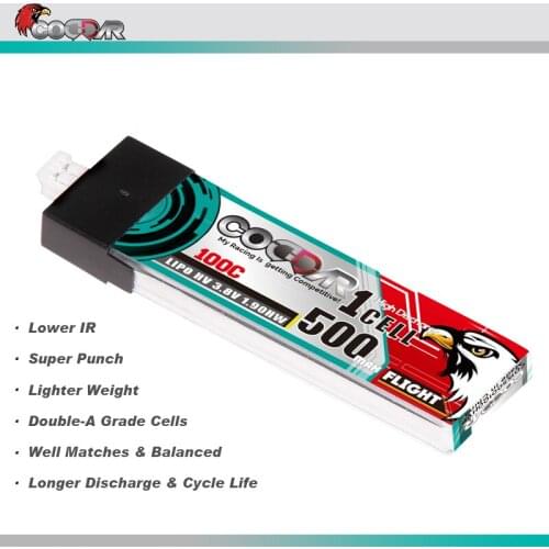 4PCS CODDAR 500mah 3.8V 1S 100C HV Light Weight Lipo Battery PH2.0 Plug For Emax Tinyhawk Kingkong LDARC TINY7 Parsts