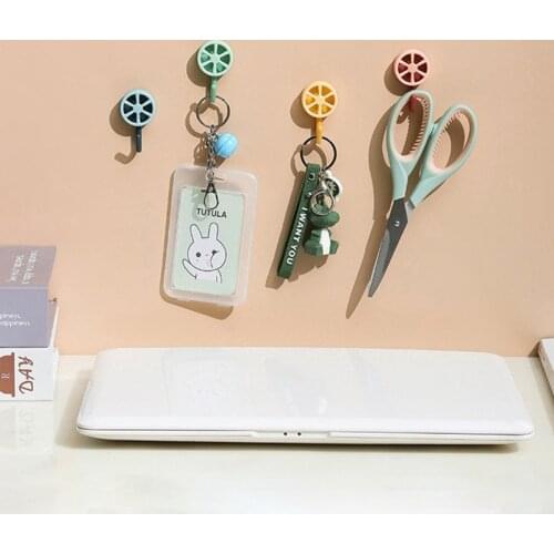 5pcs/set Sticky Hook Cute Lemon Storage Hook Free Nail Wall Haning Hook Mutifuctional Wall Hanger Rack Key Holder for Home Decor