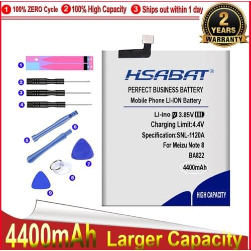 HSABAT 0 Cycle 4400mAh BA822 Battery for Meizu Note8 Note 8 M822H M822Q High Quality Mobile Phone Replacement Accumulator