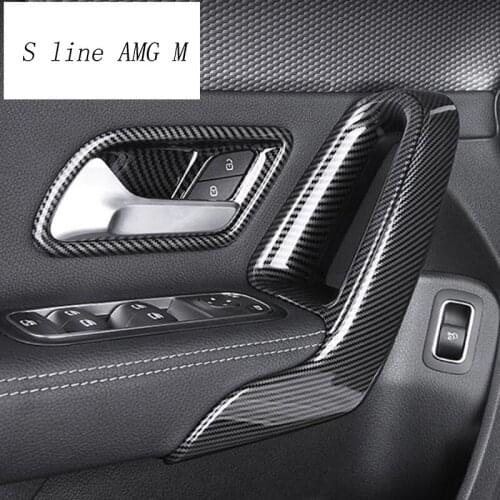 Car Styling Carbon fiber Window Lifter Control Frame Switch Decor Armrest Panel Sticker Trim for Mercedes Benz A Class A180 A200