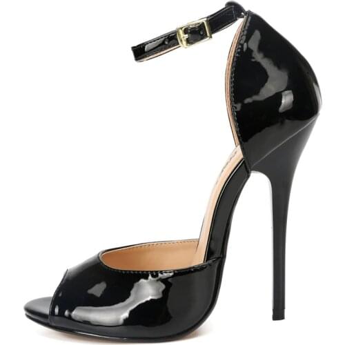 Plus:37-49 50 feminino stilettos Women Banquet shoes Ankle Strap zapatos mujer 13cm Thin Heel Peep Toe shoes woman Office Pumps