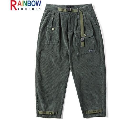 Rainbowtouches Casual Pants Mens Corduroy Necking Overalls High Street Hip Hop Mens Fashion The Trousers Superior Quality