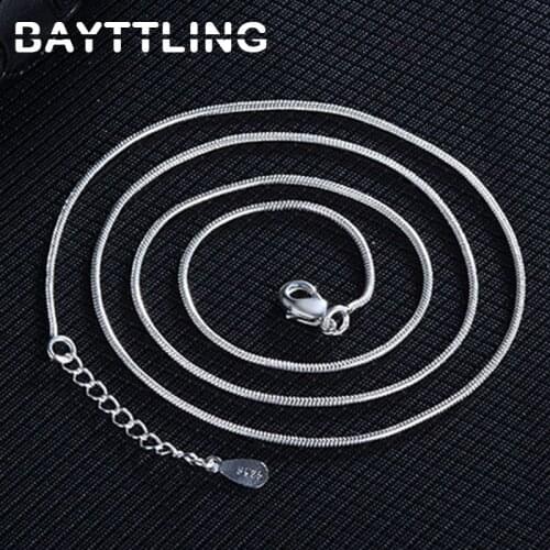 BAYTTLING New 925 Silver 1MM 18 Inch Snake Chain Necklace For Women Fashion Wedding Jewelry Gift Wholesale