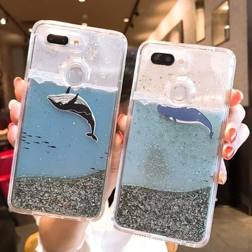 Liquid Case Dolphin Ocean Whale For OPPO A9 A5 2020 A31 A5s A31 A72 A93 Reno 3 4 5 Pro 5G Realme 7i C11 C15 C17 C11 K5 K3 Cover