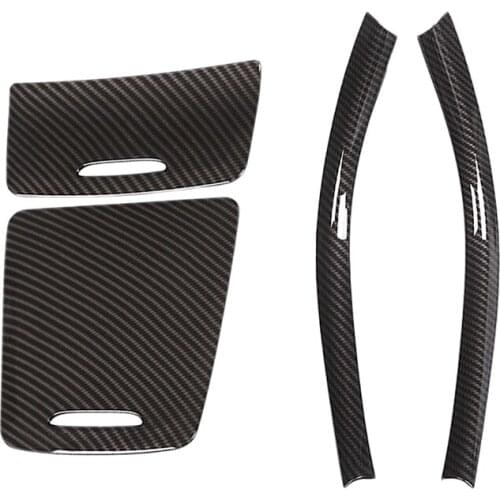 2 Pcs Black Chrome Center Console Decoration Strips Trim for Mercedes Benz & 2 Pcs Carbon Abs Center Storage Box Panel Trim Asht