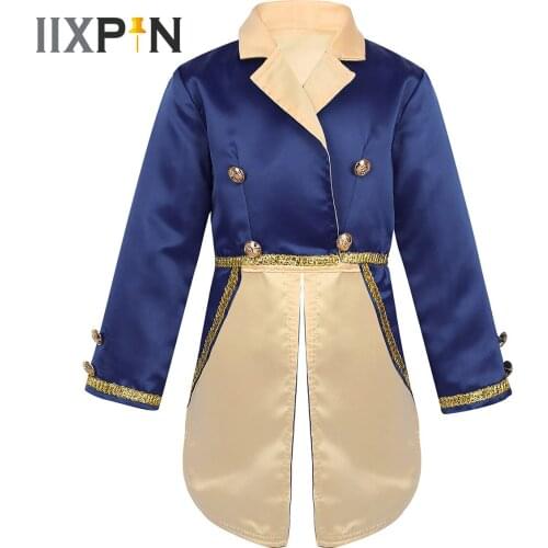 Kids Halloween Prince Jacket Long Sleeves Turn-Down Collar Tuxedo Tailcoat Baby Boys Roleplay Cosplay Party Prince Costumes