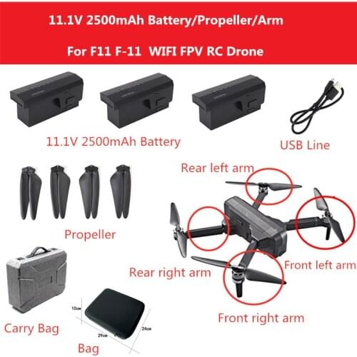 F11 5G GPS Drone spare parts 11.1V 2500mAh Battery/Propeller/Arm/Bag For F11 F-11 Accessories Main Blades F11 PRO Drone Battery
