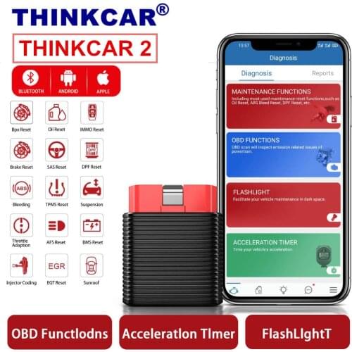 ThinkCar 2 Full System Diagnostic Tool for iOS Android Code Reader with DPF TPMS AFS OIL IMMO Injector Reset Fcuntions