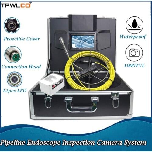20m Cable Reel 7" Screen Pipeline Endoscope Inspection Camera System Diameter 23mm Endoscope Video Inspection Camera With DVR