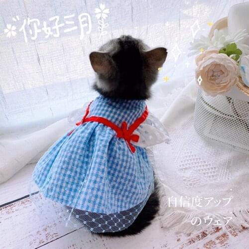 Plaid Bows Dog Dresses Blue Pink Girl Lover Pet Clothes Spring Summer Clother Breathable With Tutu Skirt Cat Outfit Poodle Pugs