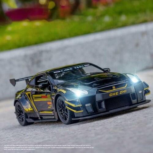 1/24 Skyline Ares GTR R35 Coupe Diecasts & Toy Vehicles Alloy Metal Model Pull Back Sound Light Toys Car Collection Kids Toys
