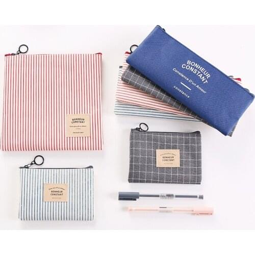 Korean stationery simple pencil pouch papelaria material escolar high school students canvas pencil bag storage bag pencil case