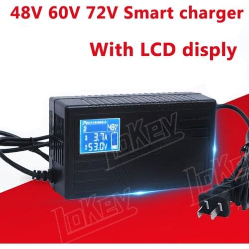 48V 60V 72V Lead acid battery Lithium li ion LiFepo4 charger with LCD Display screen for scooter & ebike