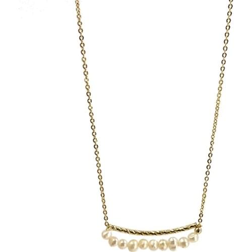 Freshwater Pearl Metal Necklace Personality Simple And Versatile Fashion Clavicle Chain Cold Wind Necklace