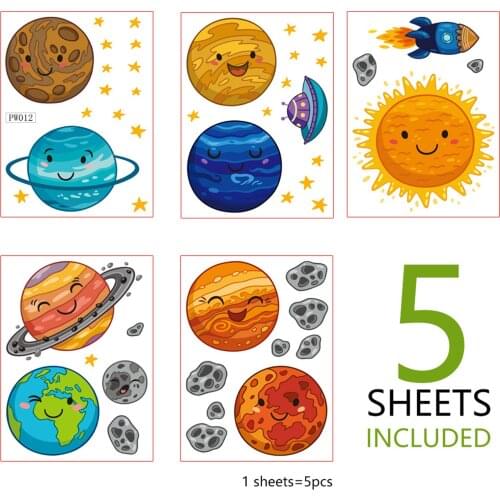 Cartoon Universe Planet Wall Sticker Kids Rooms Study Rooms Bedroom Decorations Wallpaper Mural Home Art Decals Nursery Stickers