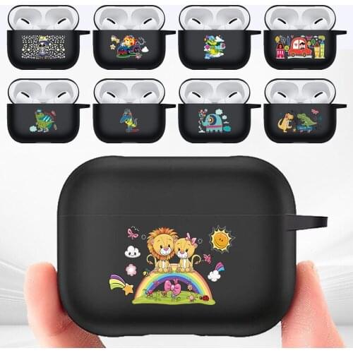 Cartoon Protective Sleeve for Apple AirPods Pro Silicone Soft Earphone Case High Quality Matte Black Anti-cratch Earphone Sleeve
