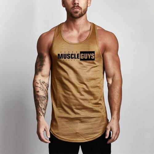 Muscleguys Fashion Tank Top Men Sleeveless Shirt Bodybuilding Fitness Mens Mesh Singlets Gyms Clothes Workout Vest