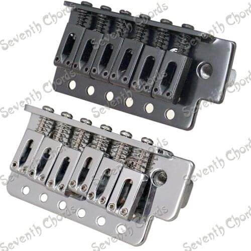 A Set Left handed 6 String Flat Saddle Single Tremolo Bridge System for Electric Guitar - Screw-in Arm / Chrome - Black for choo